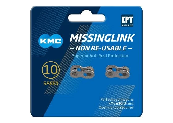 KMC Ketjulukko 10 Vaihteinen MissingLink 10NR, EPT Silver, Shimano,Campag., Sram, 2 Kpl/pkt